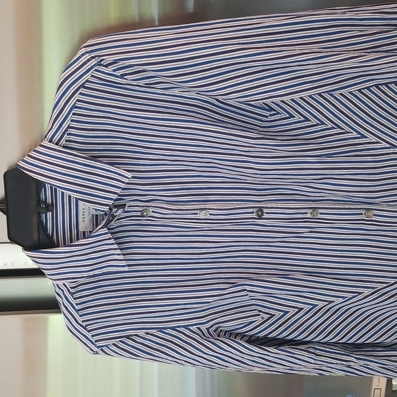 💕DEREK LAM💕 Blue Pin Stripe Shirtdress ~ Blue White 40 EUC Minimalist Chic - Picture 10 of 13